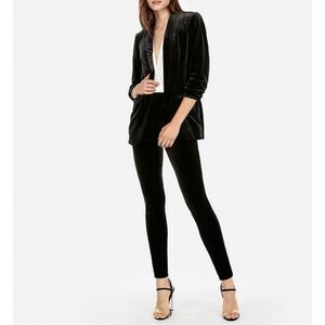 Express High Rise Black Faux Velvet Leggings Size L